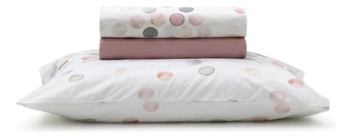 Jogo De Cama Solteiro 3 Pçs Prata 150 Fios - Moon Rosa