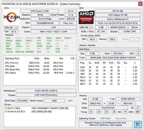 Pc Gamer/ryzen5/16gb/m2 256gb/hd 500gb/wifi6/rx480/650w 80+