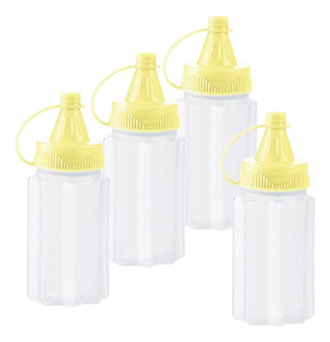 4 Botellas Pequeñas Exprimibles, Tarros De Botella Amarilla