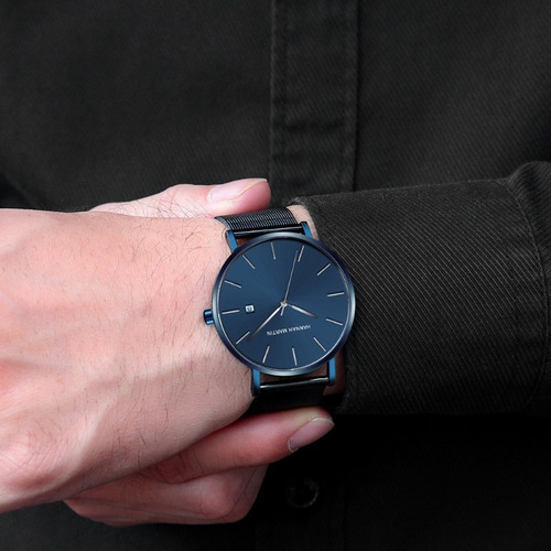 Reloj Con Correa De Malla Con Calendario Empresarial De Hann