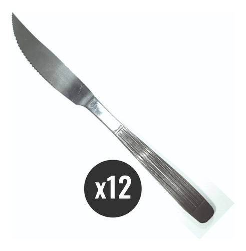 Pack X12 Cubiertos Rayado Cuchillo De Carne Acero Inoxidable