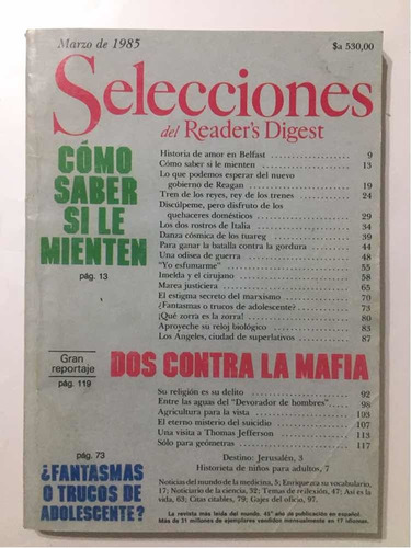 Revista Selecciones Readers Digest Marzo 1985 # 532
