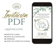 Comprar Invitación Digital Pdf Boda Verde Pdf Sencilla Whatsapp