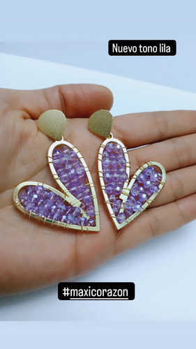 Aros Maxi Corazón Azul Baño Oro Hipoalergénico Libre Níquel