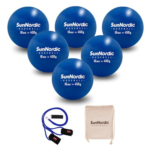 Sunnordic 16 Oz Plyometric Weighted Baseball Set Of 6 With 2