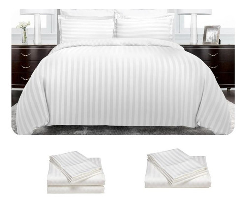 Imagen 1 de 4 de Set Duvet Blanco Queen + Juego Sabanas Blanco = 7 Pzas