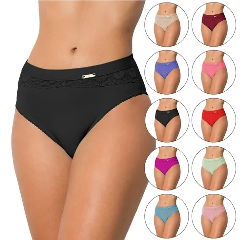 comprar Kit 6 Calcinhas Com Detalhes Rendados Poliamida Tecido Leve