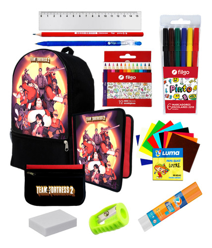 Super Set Mochila + Utiles De Team Fortress 2 C549