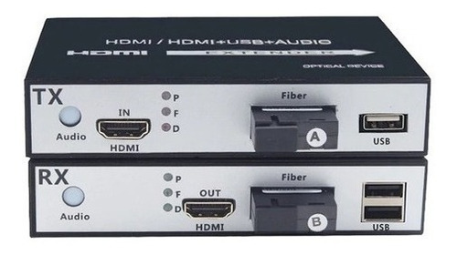 Extensor Hdmi Via Fibra Óptica 20km 1080p + 2 Portas Usb