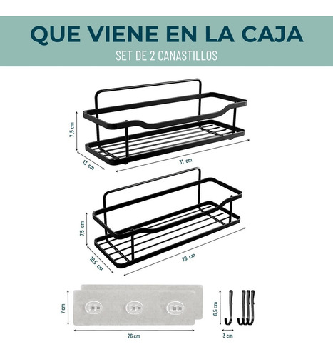 Imagen 6 de 9 de Organizador De Ducha Repisa Baño Adhesivo Set 2 Inoxidable