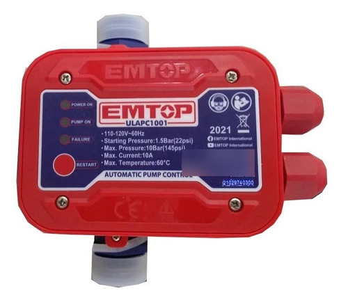 Imagen 2 de 3 de Press Control Automatico Bomba Agua 10a 1puLG 145 Psi