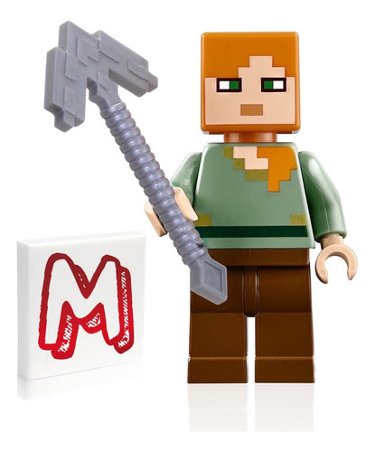 Minifigura Lego Minecraft Alex Con Pico De Hierro