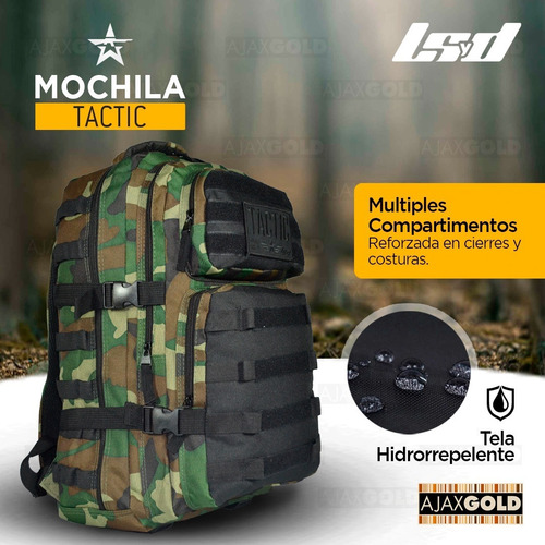 Imagen 3 de 10 de Mochila Tactica Militar Camping Asalto Trekking Reforzada