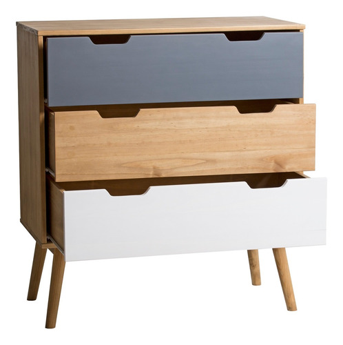 Cómoda Flen Cera, Gris, Blanco Këssa Muebles