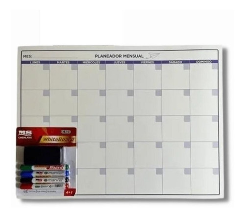 Pizarron Planeador 45x60 Cm Calendario Mensual Agenda