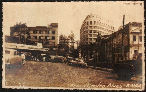 Cartão Postal Antigo Salvador Bahia Praça Castro Alves