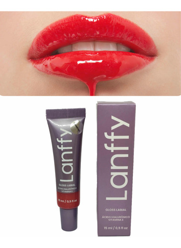 Lip Gloss Labial Lanffy Vermelho Acabamento Brilhante