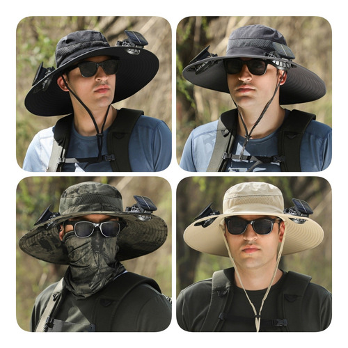 Sombrero Solar Con Ventilador Recargable