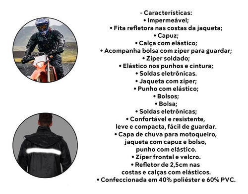 Capa Chuva Pvc Motoqueiro Motoboy C/ Capuz Motociclista Bike