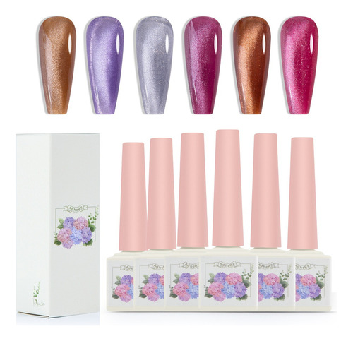 Set De 6 Esmaltes De Uñas En Gel Para Ojos De Gato, 12 Ml