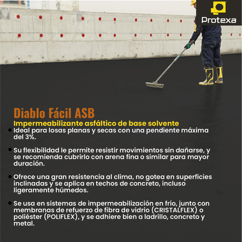 Impermeabilizante Asfaltico Diablo Rojo ASB 19 Lts. Chapopote Líquido Para Impermeabilizar. Protexa 4 Años. Impermeabilizante Asfáltico De Aplicación En Frío Para Concreto, Ladrillo Y Acero.