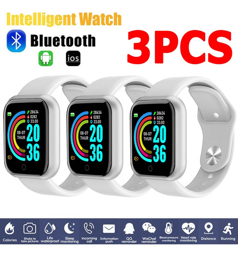 Reloj Inteligente Deportivo Impermeable Con Bluetooth 3pieza