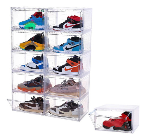 Caja De Zapatos Tenis Apilable Premium Transparente Imantada