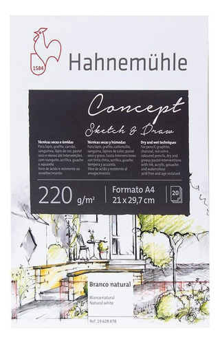 Block Hahnemuhle Concept Blanco Natural A4 220 Gr 20 Hojas