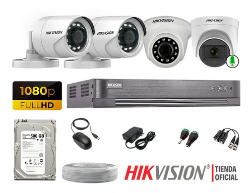 Kit 4 Cámaras Seguridad Full Hd 1080p 1 Cámara Con Microfono