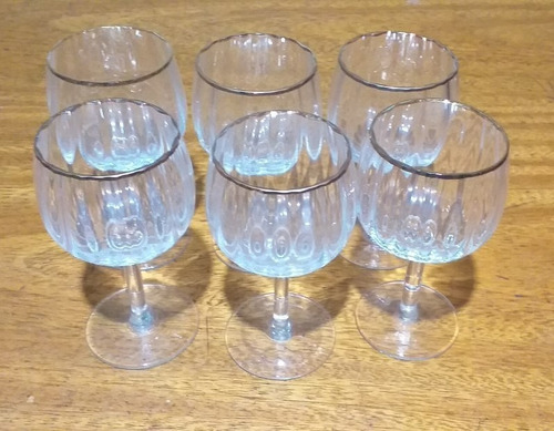 Juego De 6 Copas De Cristal Con Bordes De Oro 13 Cm