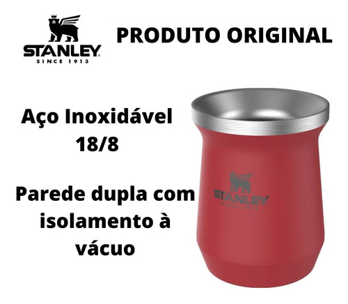 Imagem 3 de 7 de Cuia Térmica Para Chimarrão E Terere Stanley Vermelha 230ml