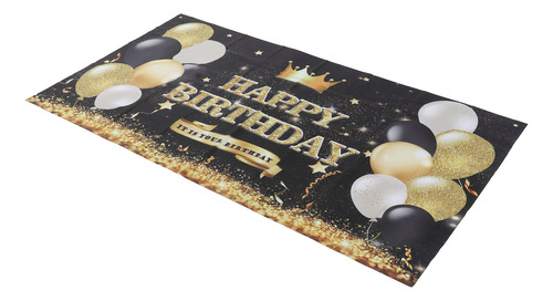 Cartel De Fondo De Feliz Cumpleaños Negro Y Dorado