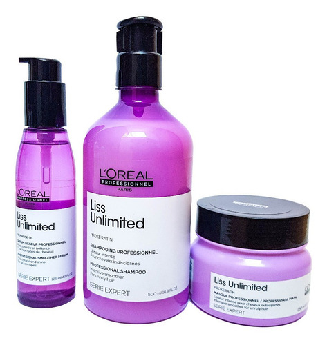 Kit Liso Liss Unlimited Loreal Shampoo + Mascarilla + Aceite