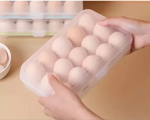 Contenedor Huevera Plástica Apilable Con Tapa Para 15 Huevos Color
