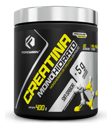 Forzagen Pote de Creatina Monohidrato 400g 80 Servicios 100% Pureza Sin Sabor En Polvo