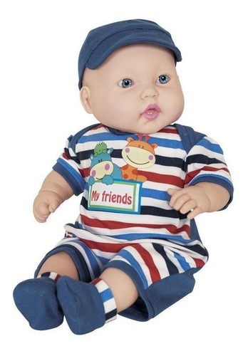 Boneco Miyo 47cm Roupa Listrada Macio E Cheiroso - Cotiplás