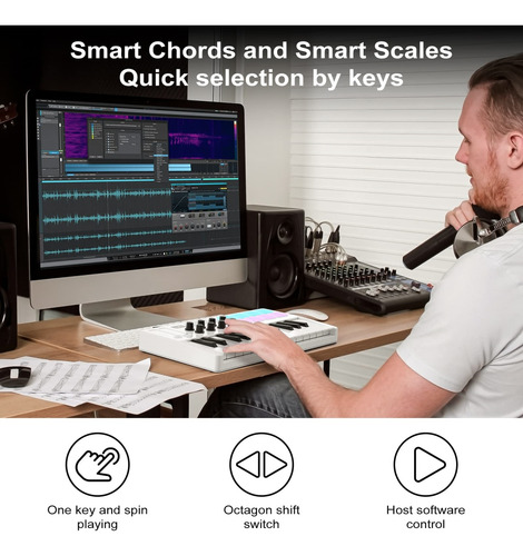 Controlador M-vave Smk-25 Midi 25t De 8 Almohadillas - Usb/d