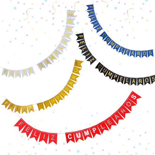 Guirnalda Banderin Frase Feliz Cumpleaños Glitter 200cm X5