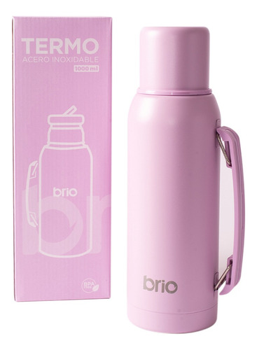 Termo 1 Litro Acero Inox Brio Con Pico Cebador Color Lavanda