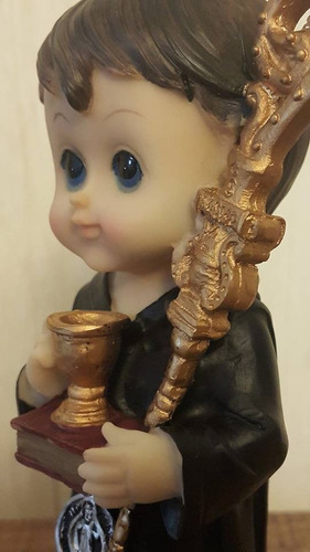 Estatua Imagem Santo São Bento Infantil Bebe Em Resina 2