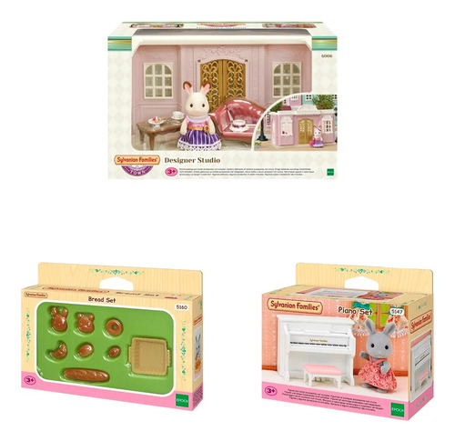 Combo Sylvanian Families Estudio Diseño + Piano + Set De Pan