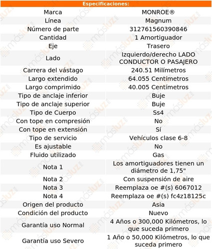 1) Amortiguador Magnum Gas Izq/der Tras F750 21 Monroe
