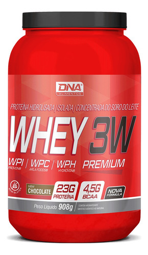 Whey 3w 908g  Dna Alimentos Sabor Chocolate