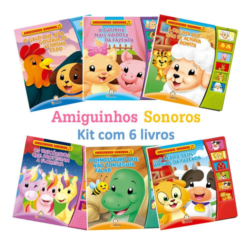Coleção Com 6 Livros Sons Dos Animais: Amiguinhos Sonoros 