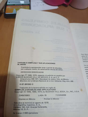 Variables Complejas Y Sus Aplicaciones - Churchill / B. (Usado)
