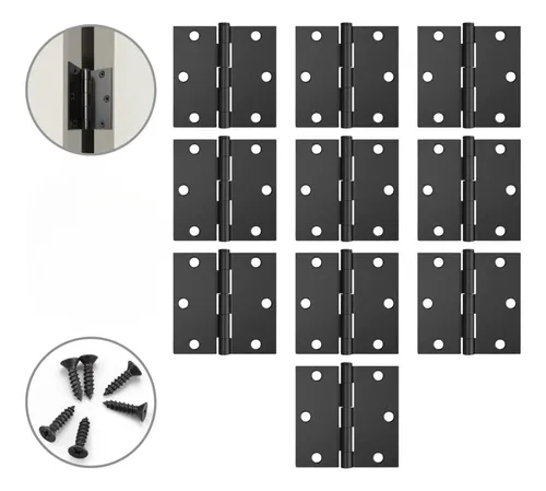 Paquete 10 Piezas Bisagra 3 X 3 Pulgadas Negro Caja
