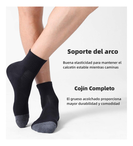 6 Pares Calcetines Deportivos Antideslizantes Largos Algodón