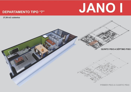 Imagen 6 de 7 de Departamento Monoambiente Uf 22, 27 Y 32 - A Estrenar - Edificio Jano I - Entrega Diciembre 2023