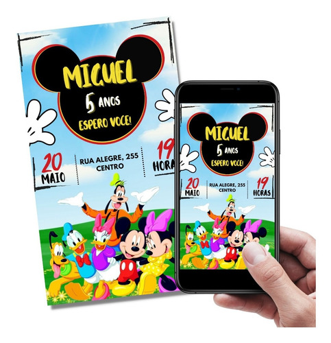 Convite Turma Do Mickey Minnie Digital Virtual C568