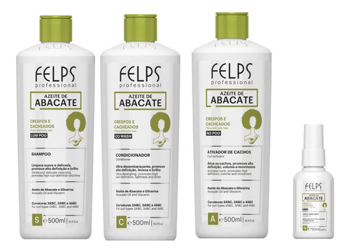 Kit Felps Cachos Shamp E Cond.500ml+ativ. Cachos + Óleo 50ml